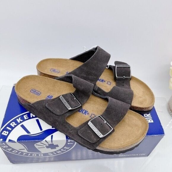 Birkenstock Arizona Soft Footbed Velvet Gray Suede EU 43 Men US 10- 10.5 Regular - Picture 3 of 10